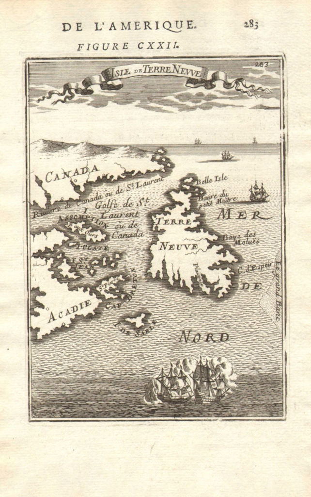 CANADA. Newfoundland 'Terre Neuve' Acadia/Acadia Nova Scotia. MALLET 1683 map